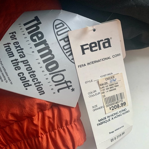 Vintage FERA Skiwear Ski Jacket Orange Black NWT Size 10 Thermoloft - Picture 13 of 13